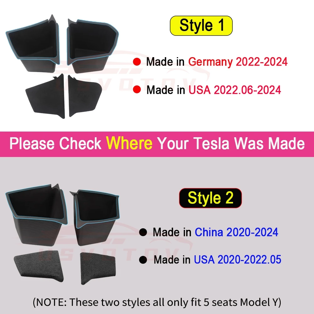 USVOTOV For Tesla Model Y 2024-2021 Model Y Juniper 2025 Trunk Organizer Side Storage Bins Box Boot Organiser Mat Accessories image 2