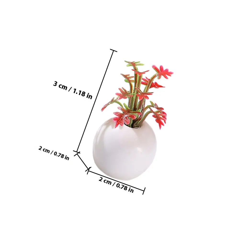 8Pcs Bright Color Miniature Potted Plants for Dollhouse Mini Garden Landscape Decor Realistic Micro Bonsai Models Smooth