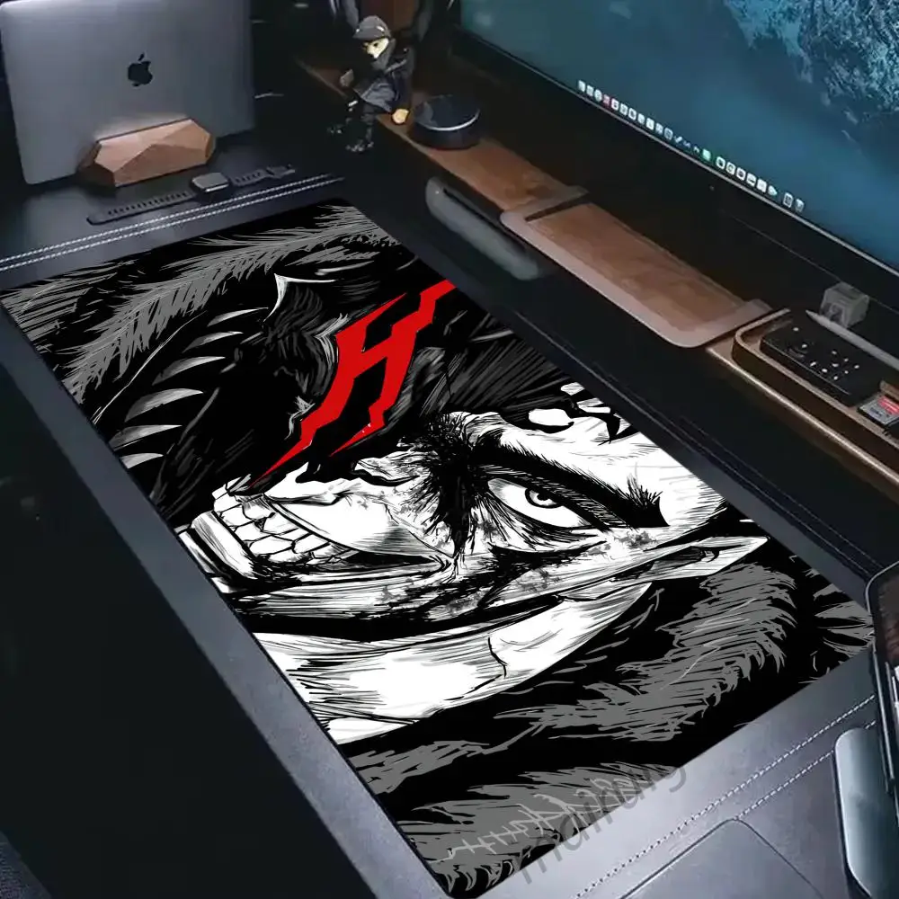 Berserk Guts أنيمي ماوس الوسادة كبيرة الكمبيوتر مكتب ألعاب الجدول الحصير XXL المطاط المضادة للانزلاق الألعاب لوحة المفاتيح ماوس منصات مكتب طويل