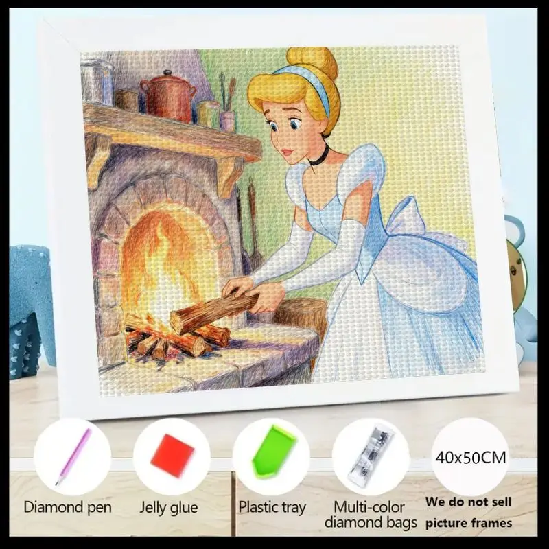 

1 шт., принцесса Золушка, 5D алмазная живопись, полная дрель, художественный набор «сделай сам», очаровательная сказка, мультяшная сцена с Золушкой от F