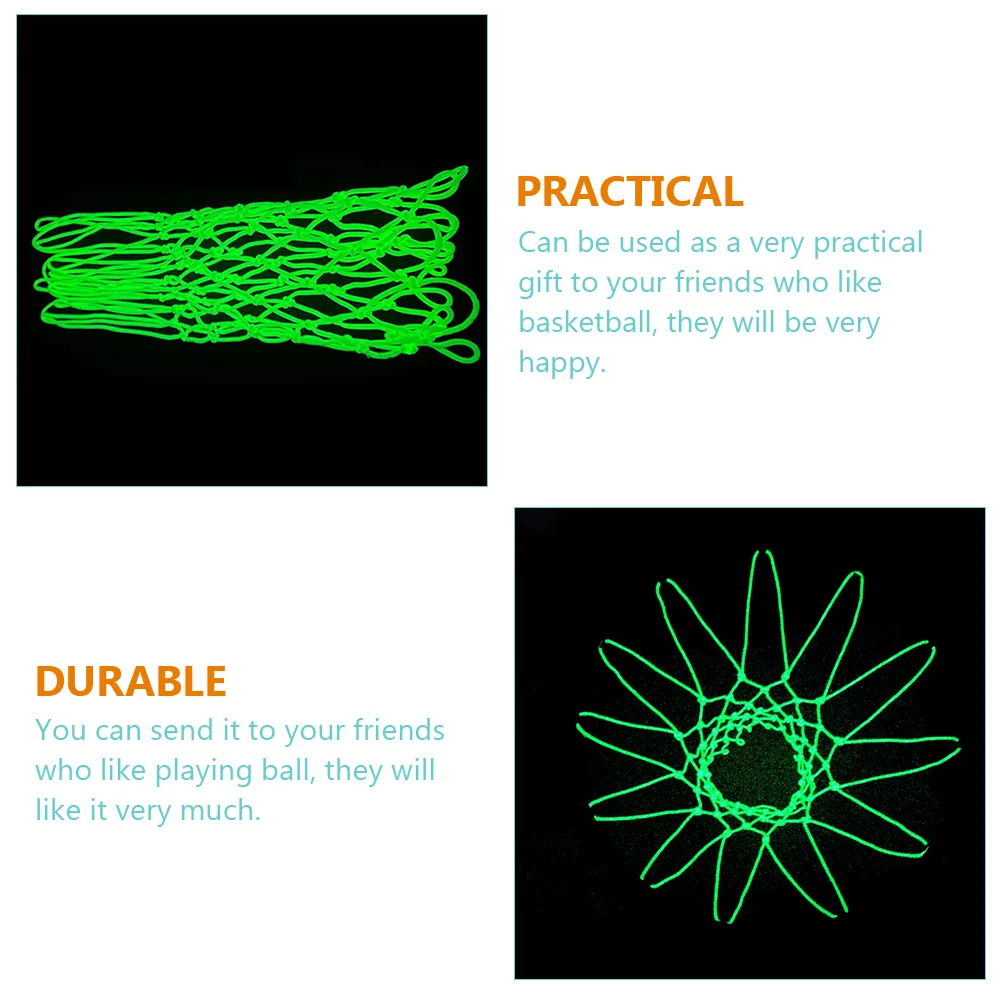 Luminous Basketball Net Portable Nylon Mesh Outdoor Sports Supply Strong Load Bearing Capacity Waterproof Practical Gift