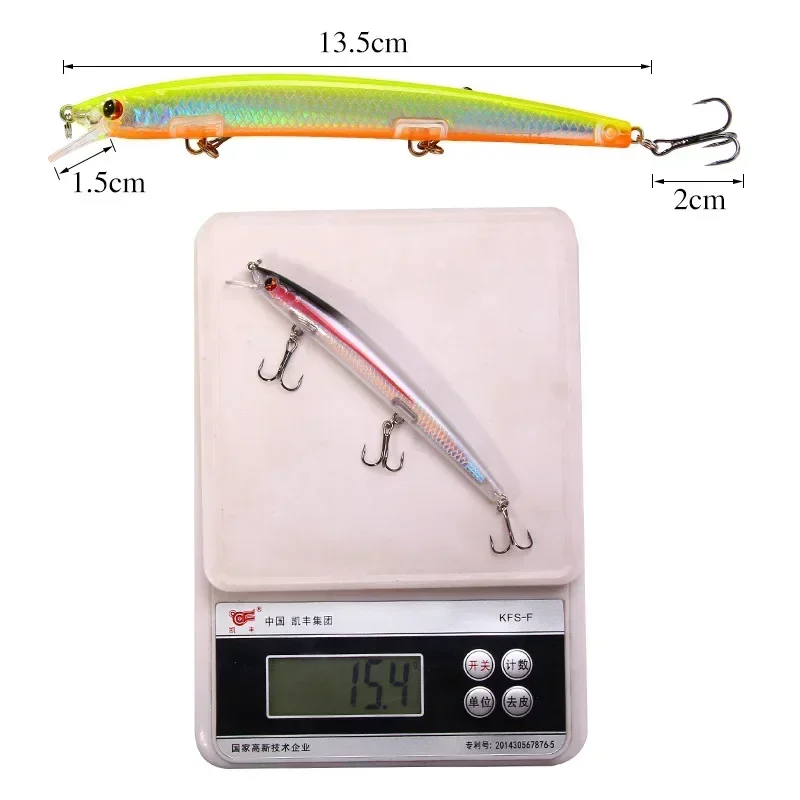 Langwurf-Minnow-Angelköder, 135mm/15,4g, Fliegender Fisch, Klassische Wobbler, Hartplastik-Crankbait – Detail 7