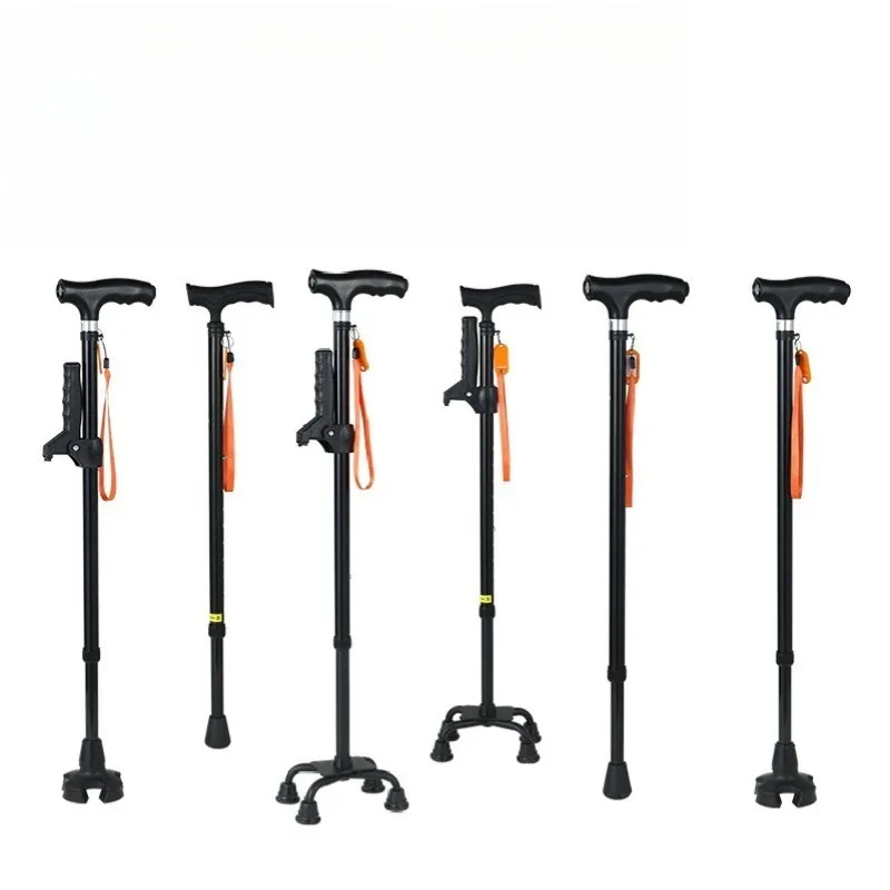 Telescopic Walking Stick Outdoor Hiking Trekking Poles Aluminum Alloy Metal Folding Cane Crutches Pole for Elderly People