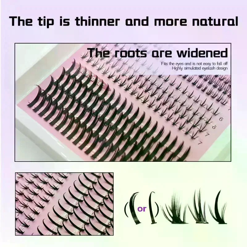 16Rows Bottom Lashes(6-7mm) And Spikes(15-21mm) Mix DIY Eyelash Extension Wispy Individual Lash Spikes Clusters DIY Lashes Tools