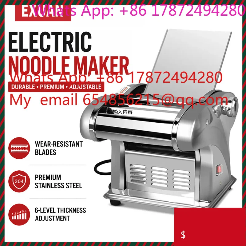 Automatic Dough Rolling Dumpling Machine, Stainless Steel Pasta Noodles Maker with Noodle Cutter