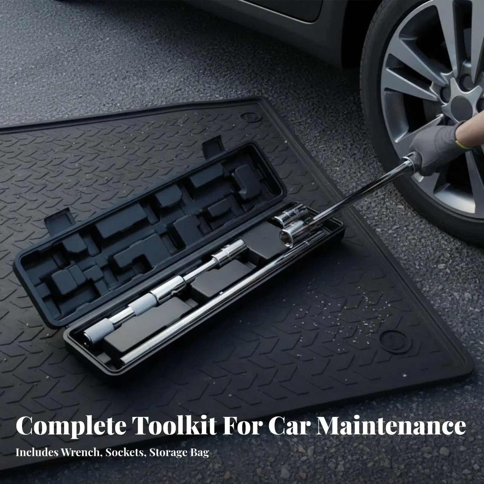 Versatile Wheel Nut Wrench with Four Metric Sockets for SUV Light Truck and Sedan Tire Changes