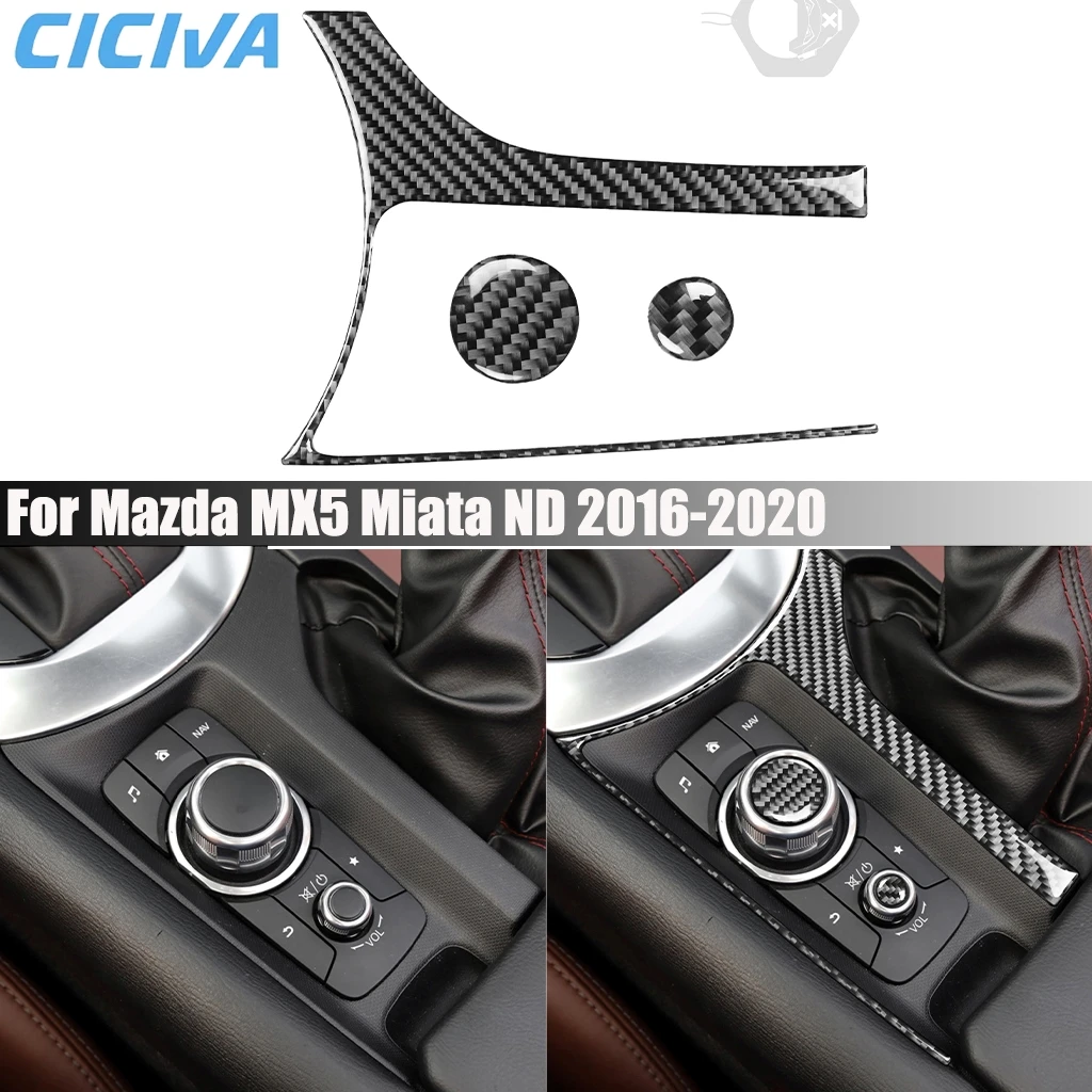 

Carbon Fiber Car Accessories Center Console Multimedia Interior Cover Modified Trim Sticker For Mazda MX5 Miata ND 2016-2023