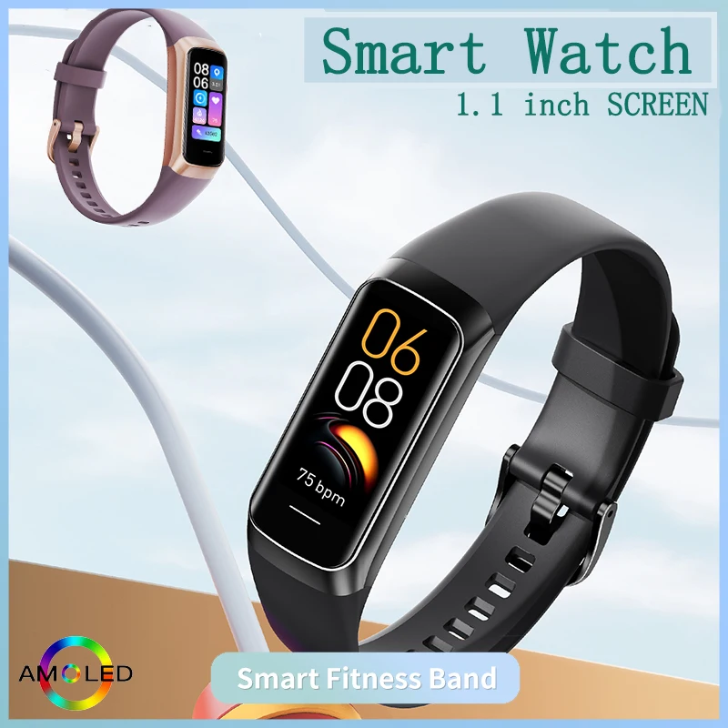 LIGE 1.1 inch Amoled Smart Watch Smartwatch Band Women Heart Rate Monitoring Waterproof men Smart Bracelet Sport Fitness Tracker