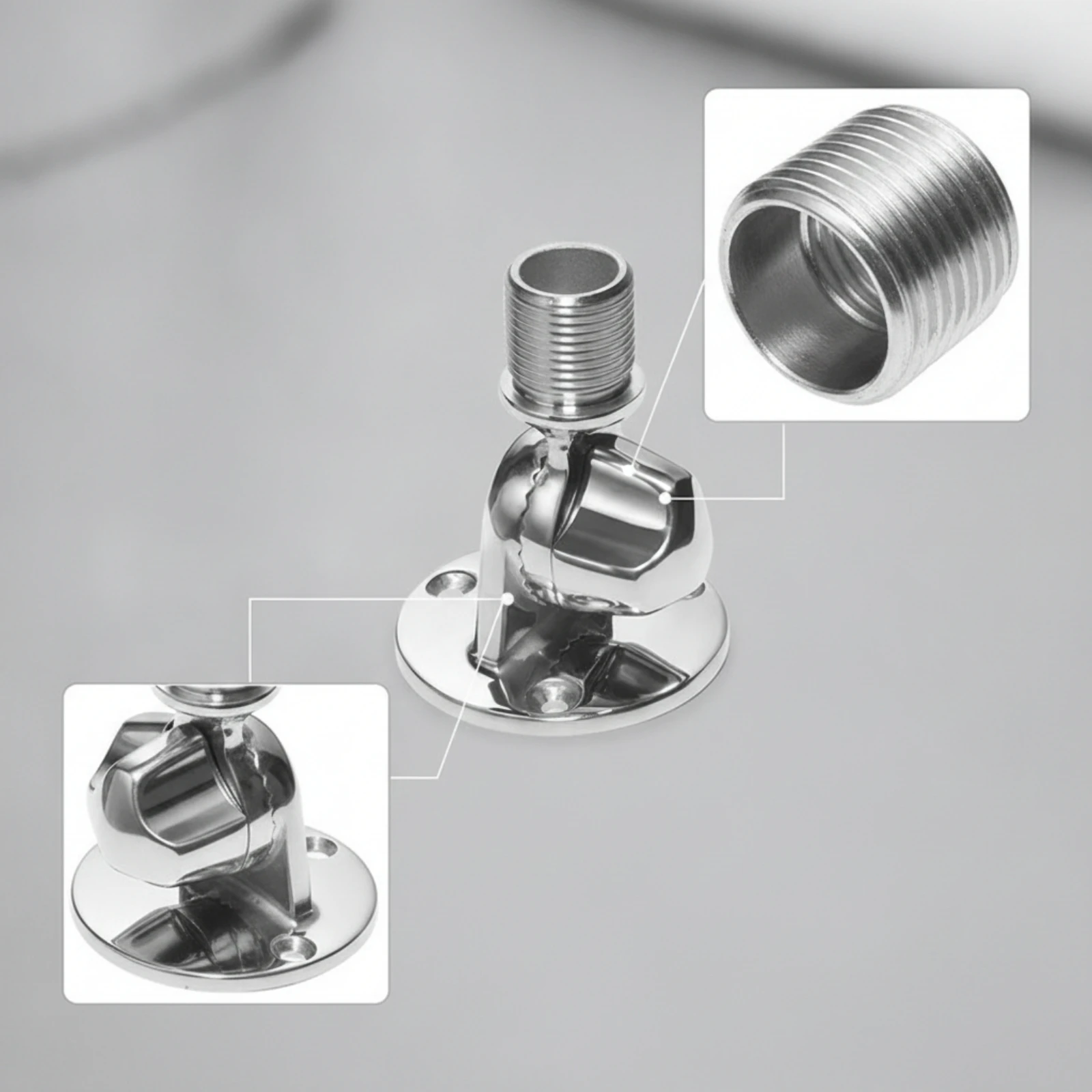 Marine Antenna Mount Polished Ratchet Mount Hardware Rust Proof for Boat Owners, Boats, Yachts
