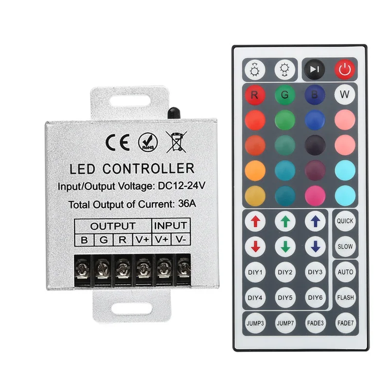 RGB LED Controller Remote Dimmer with 28keys 44keys remote control DC12V 24V 36A For RGB 3528 5050 10PCS