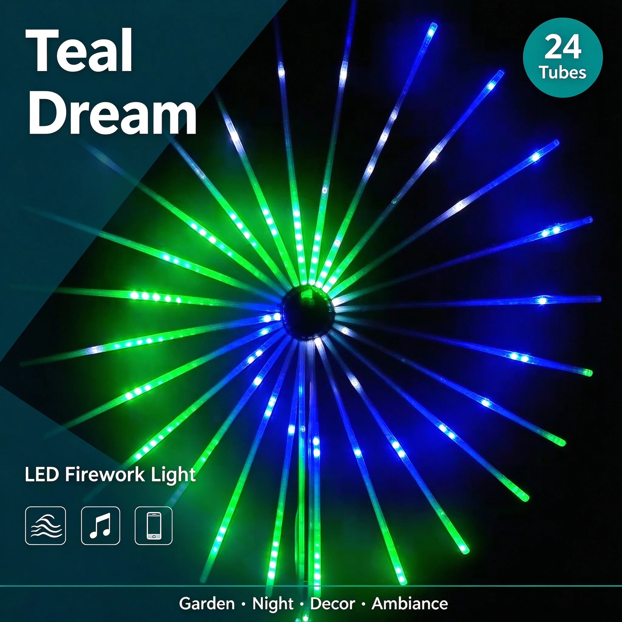Firework Lights for Lawn Games Night, Sound Activated RGB, Waterproof, APP Control, Backyard Fun