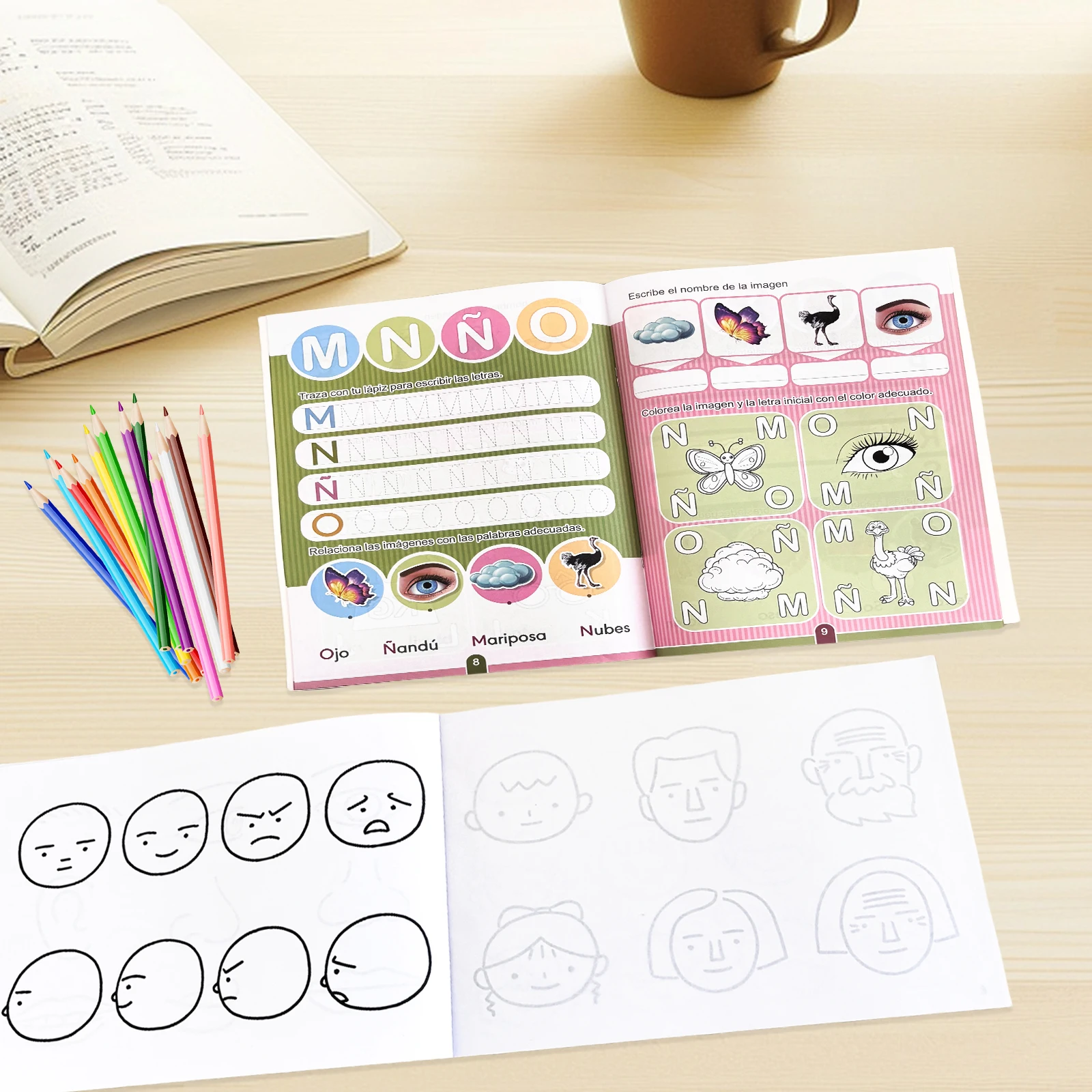 Children's Spanish Learning Book Collection - Letter Tracking and Coloring, Educational Workbook. Children's coloring book