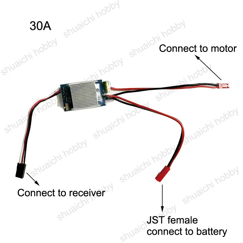 2PCS 2-4S 6V-16.8V 20A/30A Electronic Speed Controller Mute Bidirectional Brushed ESC 5V 1A BEC Output for RC Crawler Model Cars