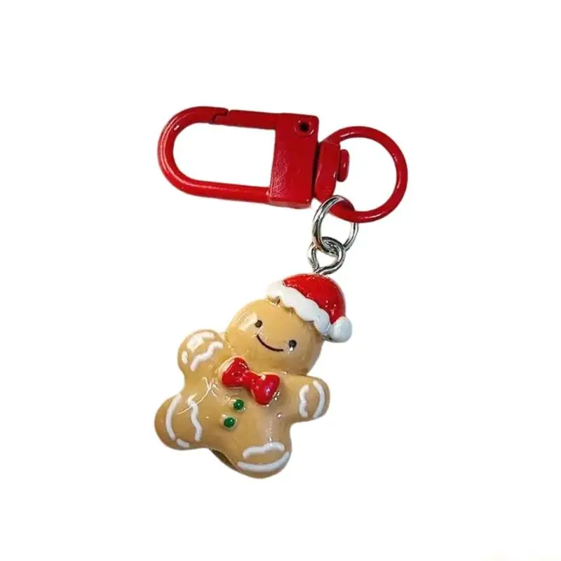 31BF Christmas Character Keychain Resin Santa Reindeer Snowman Keyring Decoration for Keys Backpack Party Favor