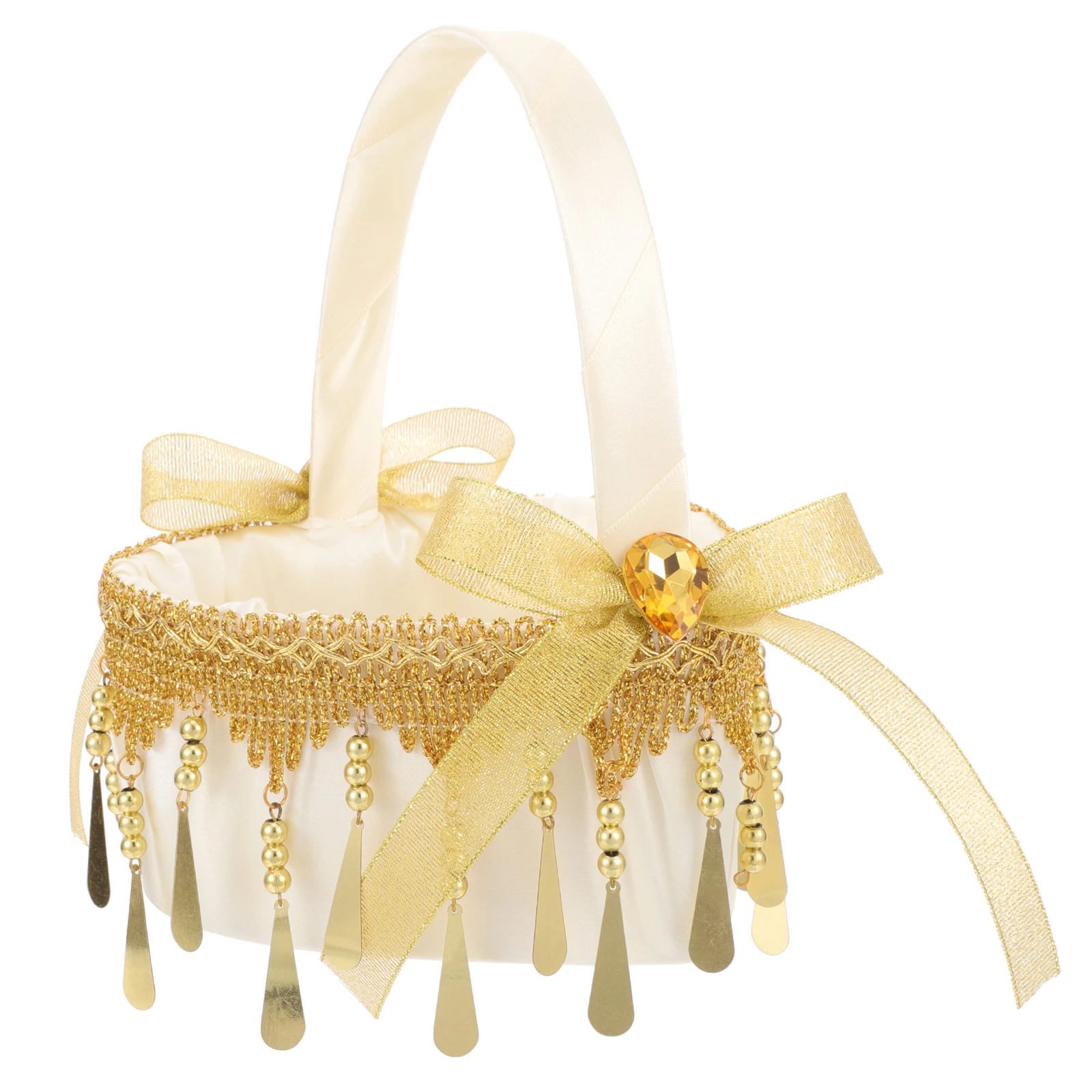 

Decorations for Wedding Flower Girl Portable Basket Small with Pearl Handle Baskets