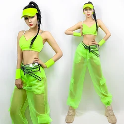 Bar Women Gogo Dance Costumes Nightclub Female DJ Costume Green Outfit Jazz Dance Costumes Street Dancewear Rave Clothes DQS5164