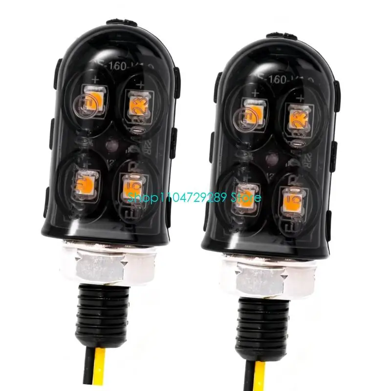 D8KE 4 LED Motorcycle Signal Lights High Luminosity Day Night Use Strong Plastic Metal Mixing Long Life for Motorbike