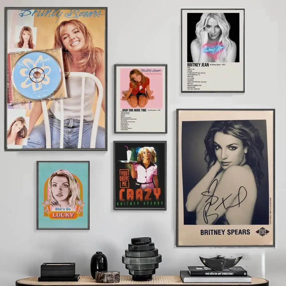 Retro B-Britney S-Spears Poster High Quality Print Poster Waterproof Wall Art Movie Posters For Living Bedroom Retro Room Decor