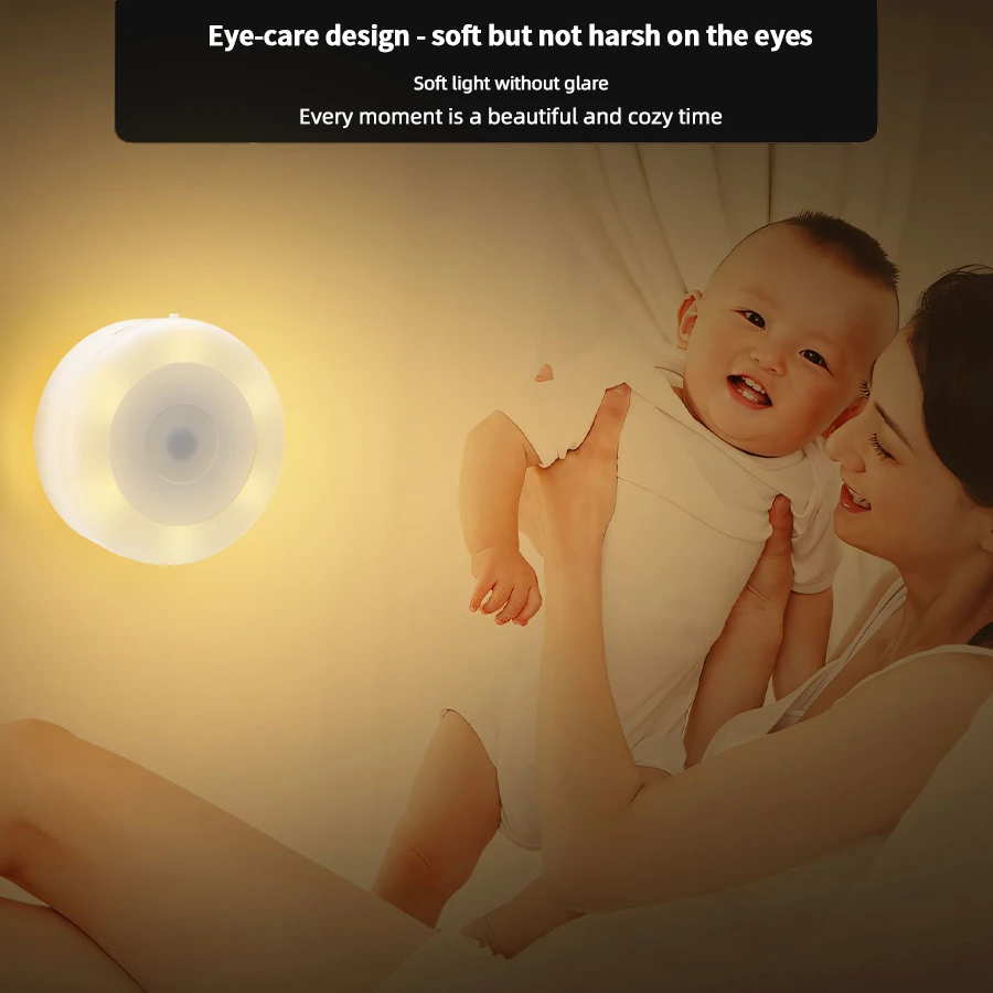 LED Motion Sensor Night Light, USB Recarregável, Lâmpada para Cozinha, Armário, Roupeiro, Escada, Sem Fio, Armário