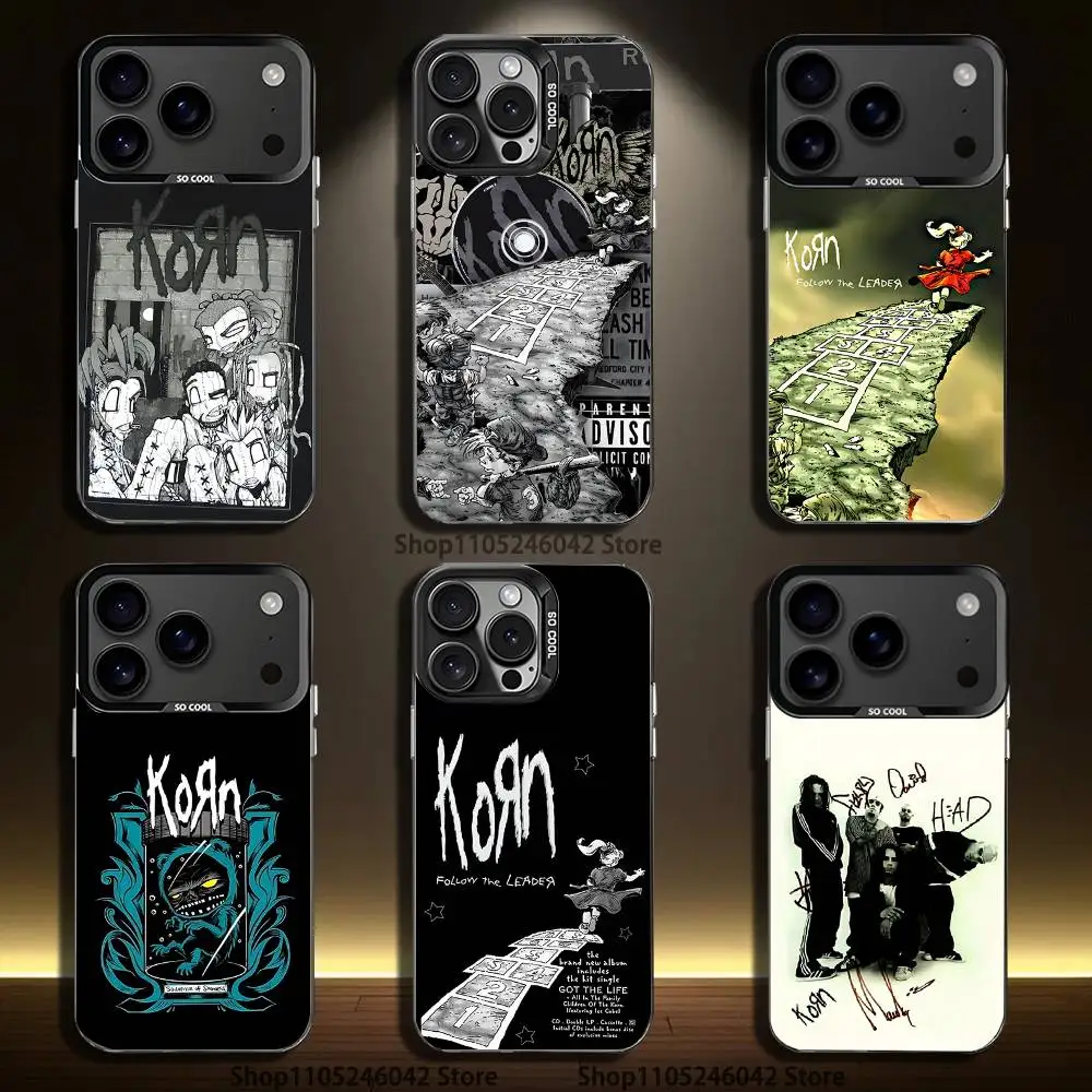 

Band K-Korn For iPhone 17,16,15,14,13,12,11,Mini,Pro,E,SE4,XS,MAX Black Shockproof Candy Matte Cover