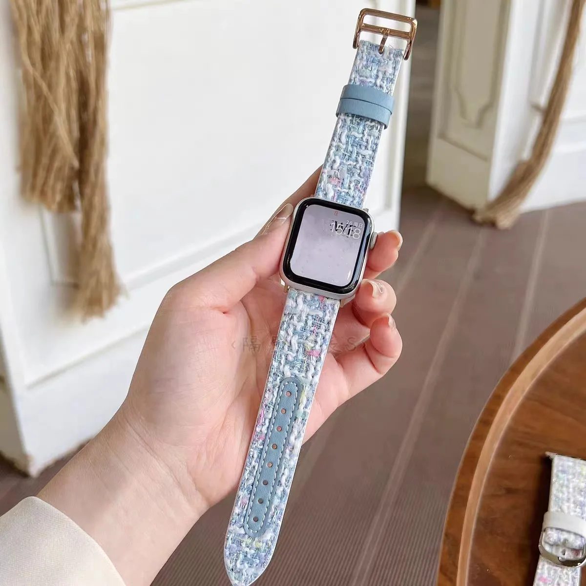 Тканый нейлоновый кожаный ремешок для Apple Watch, ремешок 38/42 мм, SE8 7 6 5 4 3 2, женский ремешок для Iwatch 41/45 40/44 мм, браслет Correa