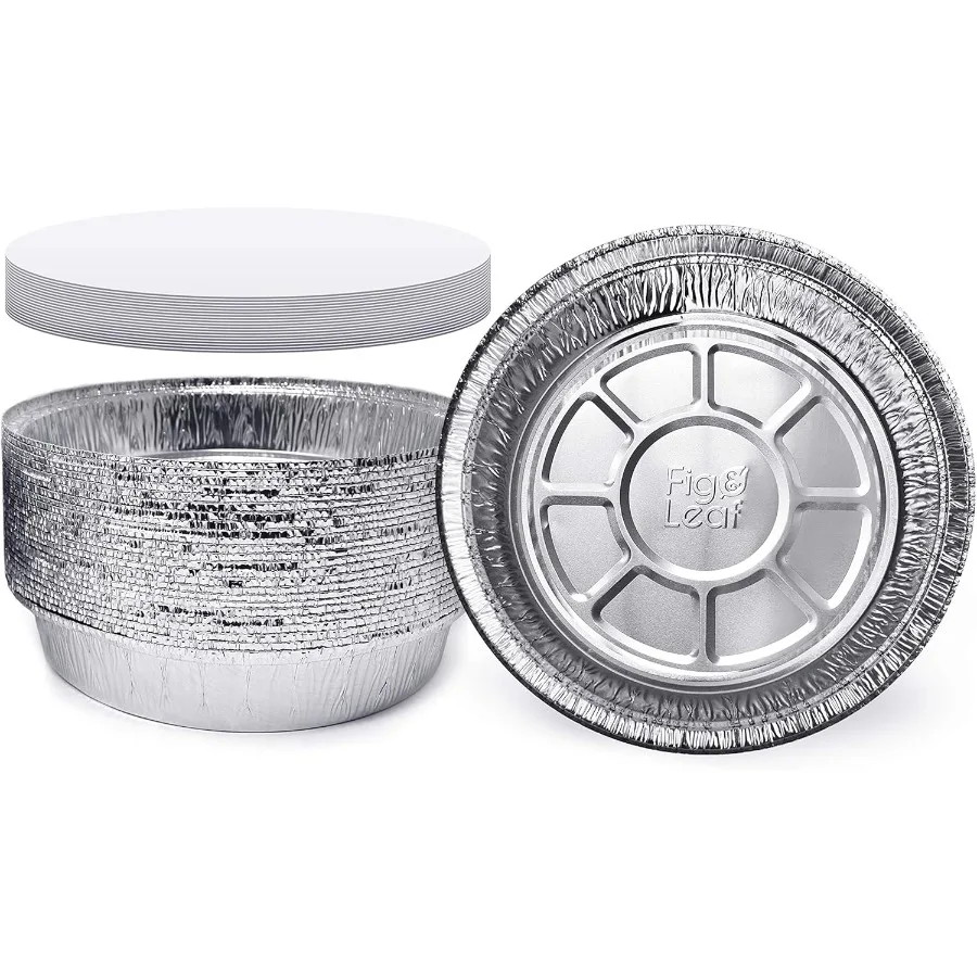 

270 упаковок премиальных 9-дюймовых круглых сковородок из фольги с крышками для досок l Прочная одноразовая алюминиевая банка для жарки, выпечки или приготовления пищи