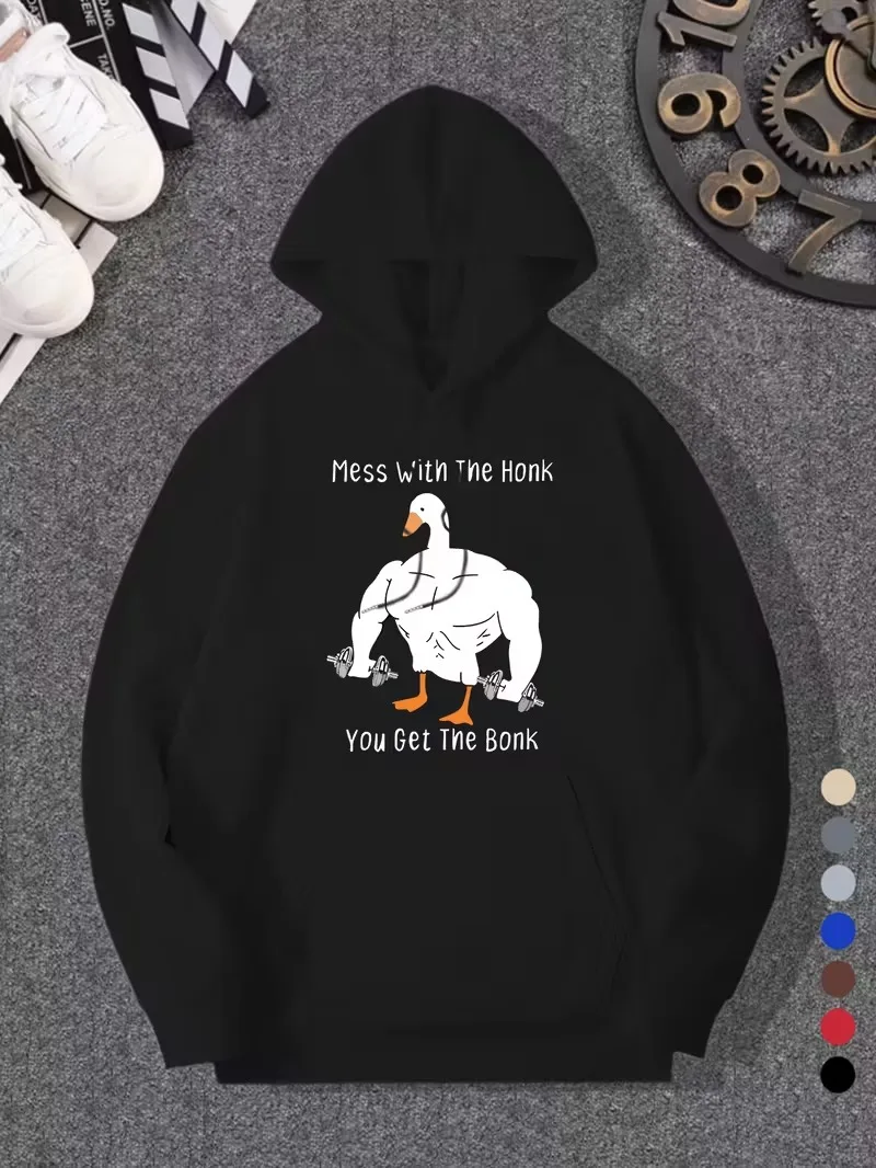 سويت شيرت رجالي فضفاض بغطاء للرأس 270 جرام - طباعة بنمط ممتع، تصميمات عيد الميلاد وعيد الحب. #1