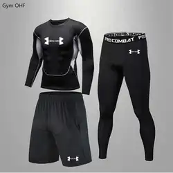 Conjunto de compresión para hombre, mallas para correr, chándal de entrenamiento Fitness, camisas de manga larga, MMA rashgard traje deportivo, camisetas de boxeo