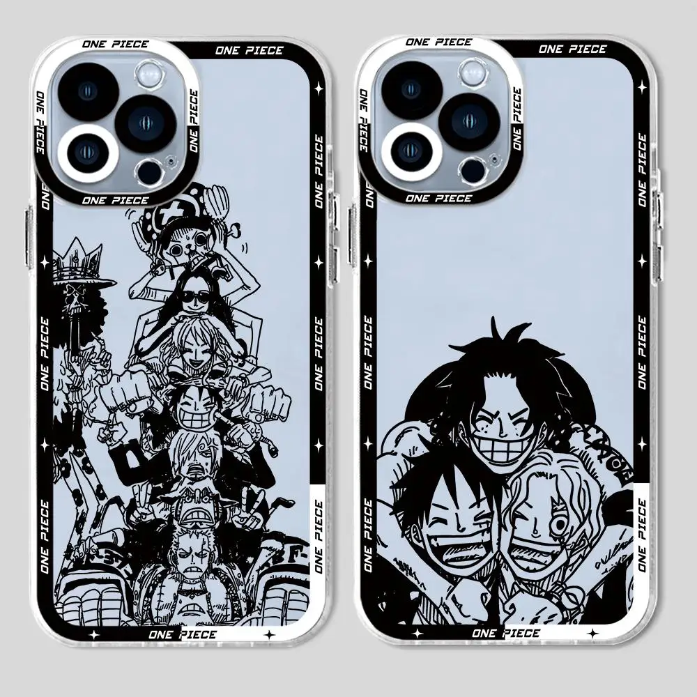 Phone Case for iPhone X XS 7 6s 12 Mini 11 15 Plus XR SE 13 Pro Max 14 Pro 8 Clear Silicone Cover  Anime O-One Piece Luffy