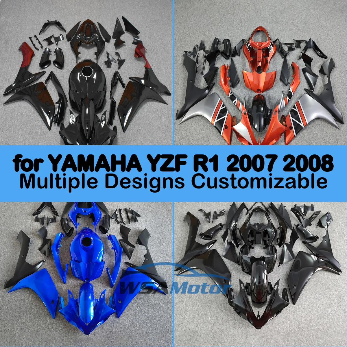 for YAMAHA for YZF for R1 2007 2008 Prime Motorcycle Fairing Kit Injection ABS Plastic Bodywork Cowling Set