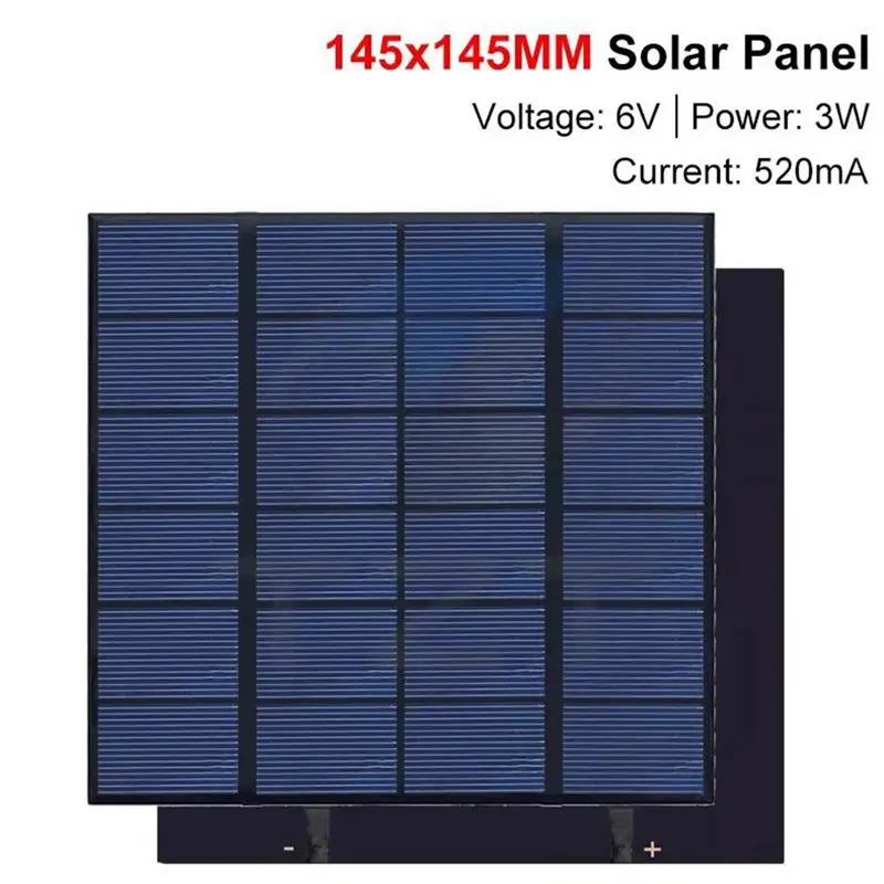 AA08-Mini Sun Power Solar System 6V 520Mah 3W Polycrystalline Solar Panel 145X145mm DIY For Battery Cell Phone
