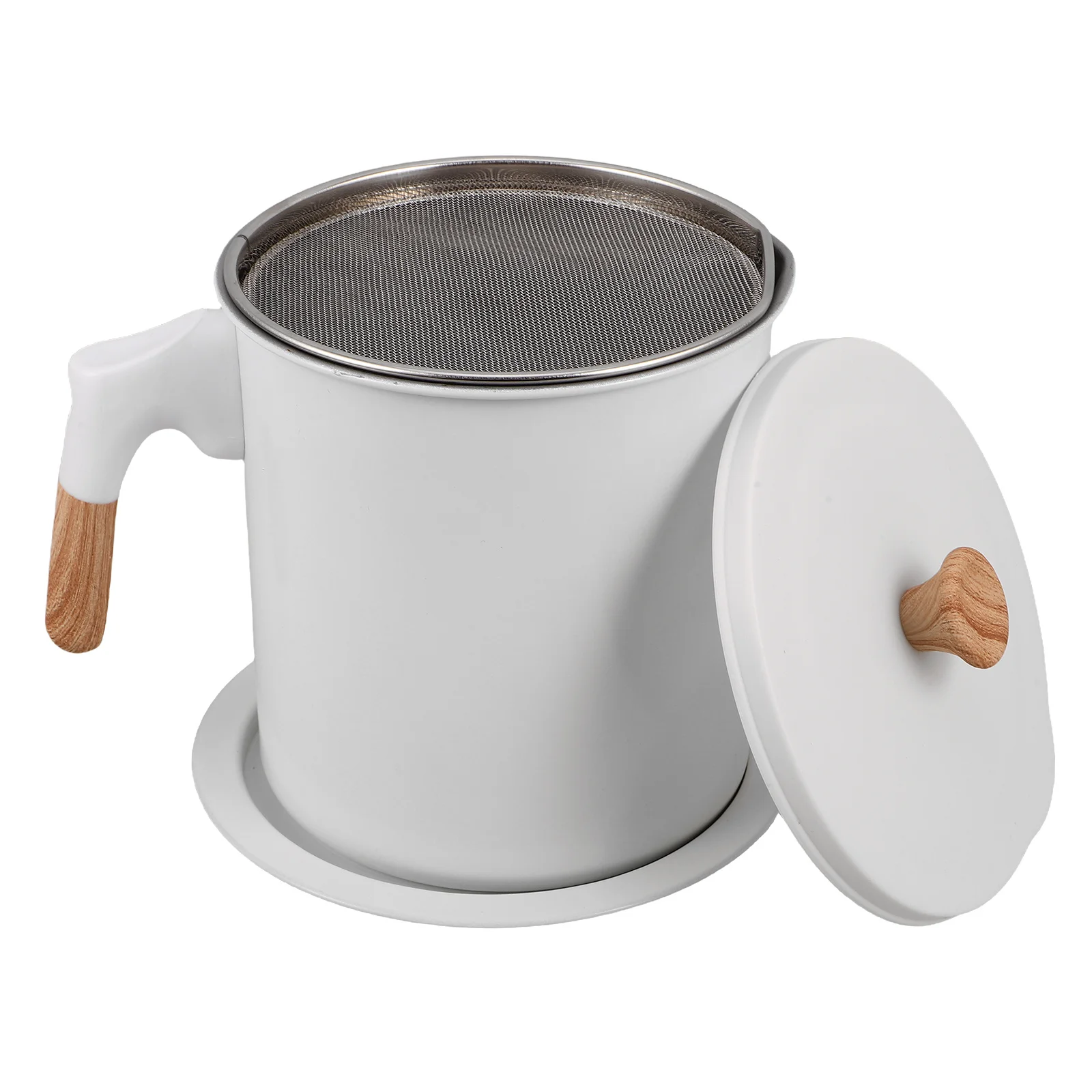 

1.4L Stainless Steel Oil Filter Pot Elegant Japanese Design Strainer Pouring Spout Kitchen Essential Steel Oil Dispenser