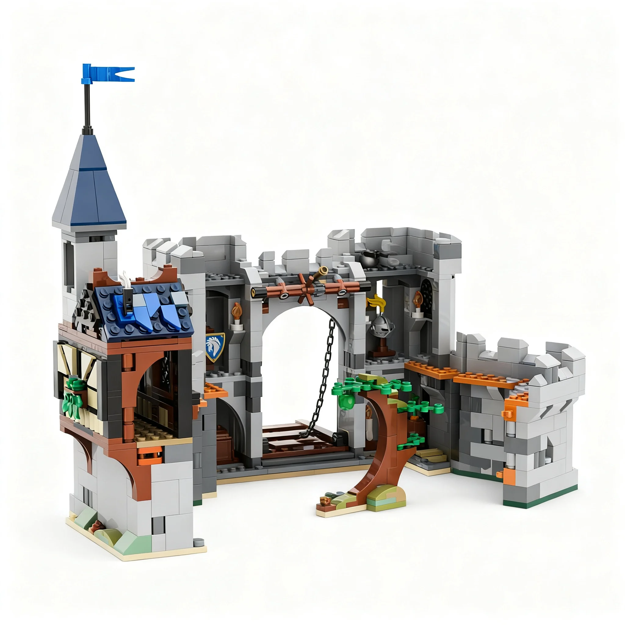 964pcs MOC Castle Horse Knight Fortress Model Building Blocks Brick Idea Craft Collection DIY Display Creative Assemble Birthday