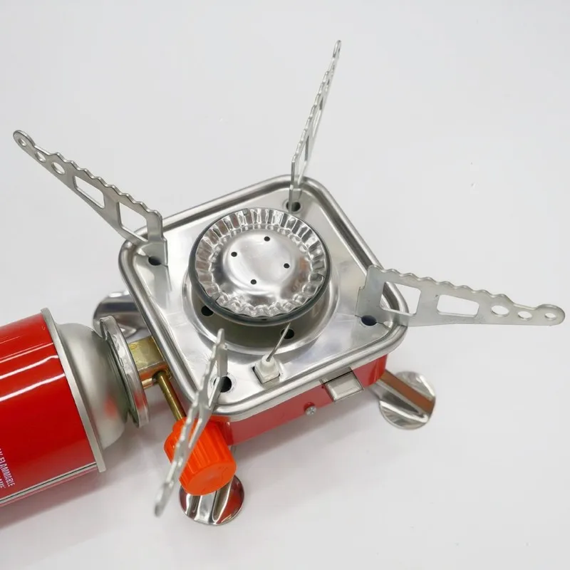 Mini Square Gas Stove Portable Folding Camping Stove Butane Burner Outdoor Picnic Cooker with Gas Canister