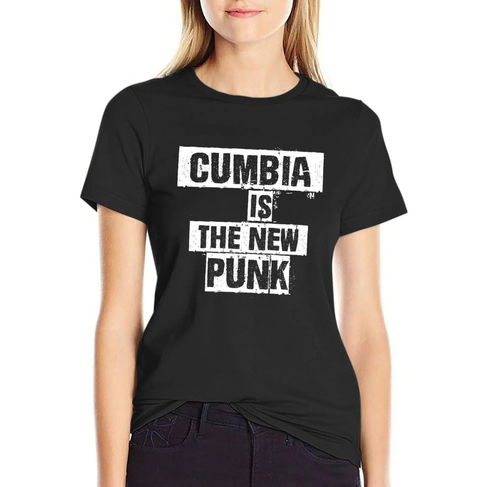 

Cumbia is the New Punk (White) T-Shirt plain funny sports fans Women's t-shirt