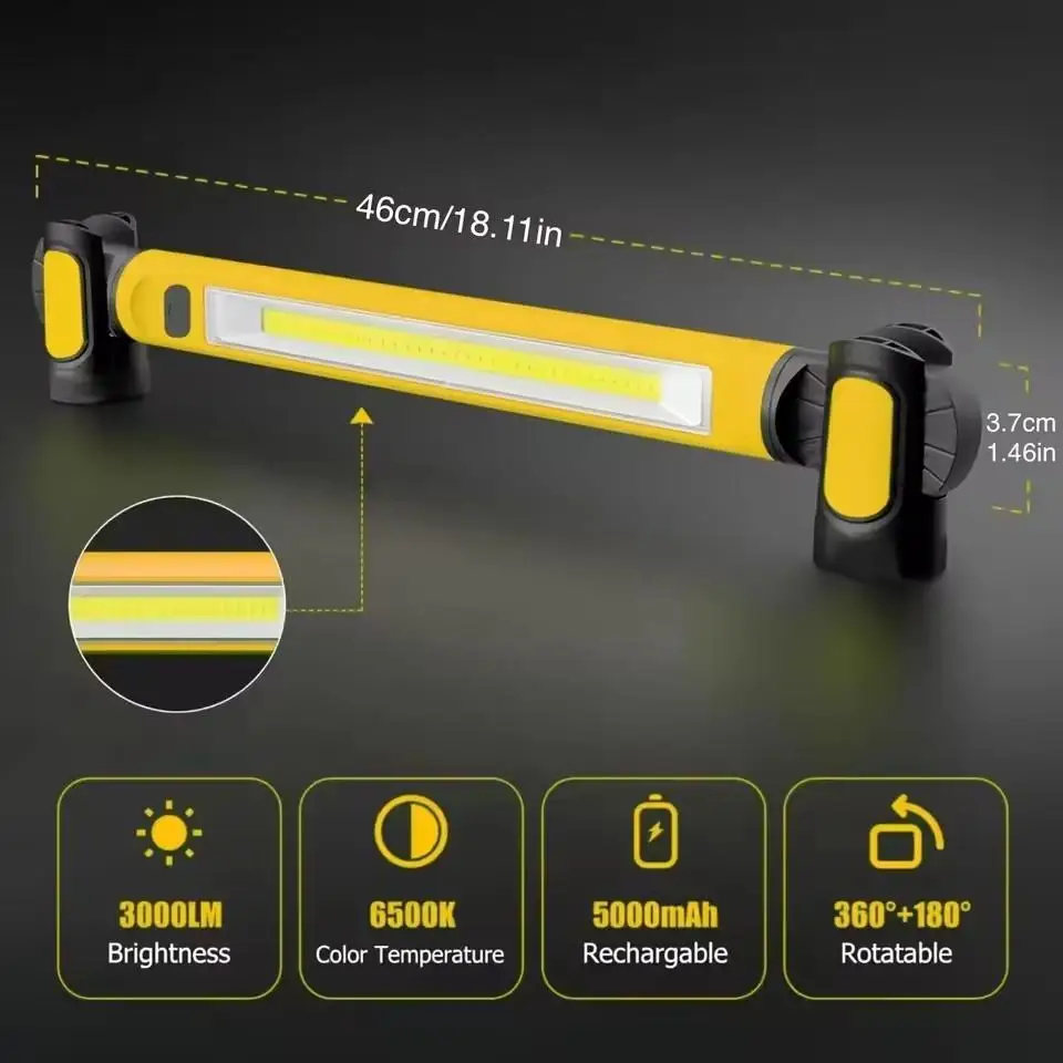 

Super Bright Magnetic Work Light Built-in Rechargeable Battery Underhood Work Lamp Bar For Car Repair Outdoor Q0D5