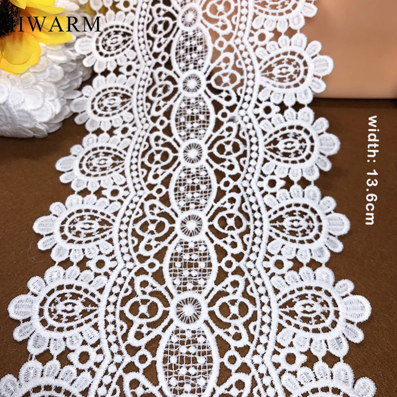 3d Lace Fabric With Beads Sewing DIY 13.6cm Milk Silk Wedding Decoration Dot Hanging Beard Women Skirt Curtain Dress Accesories