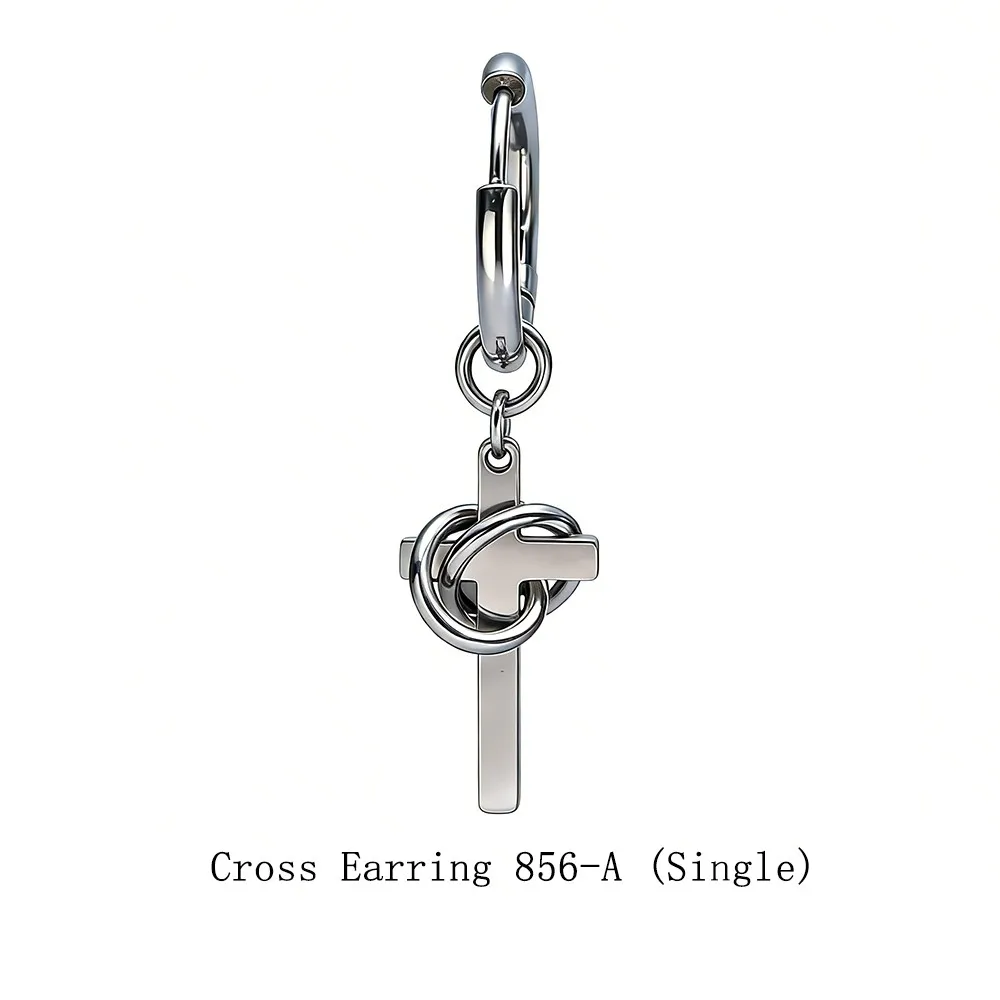 1PC Men's Hip Hop Twisted Cross Knot Dangle Earrings No Piercing Titanium Steel Drop Earings Clip On Ear Rock Jewelry Gifts