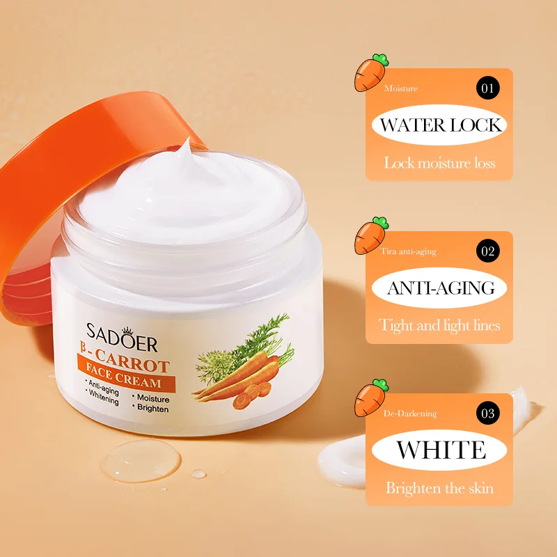 Skincare Anti-Aging Whitening Face Cream Moisturizer Carrot Facial Cream Reduce Wrinkles Firm Brighten Beauty Face Skin Care