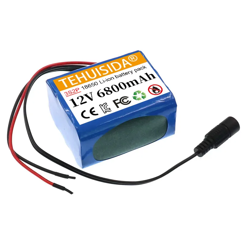 12V 6800mah Battery 18650 Li-ion 6.8 Ah Rechargeable Batteries with BMS Lithium Battery Packs Protection Board +12.6V Charger