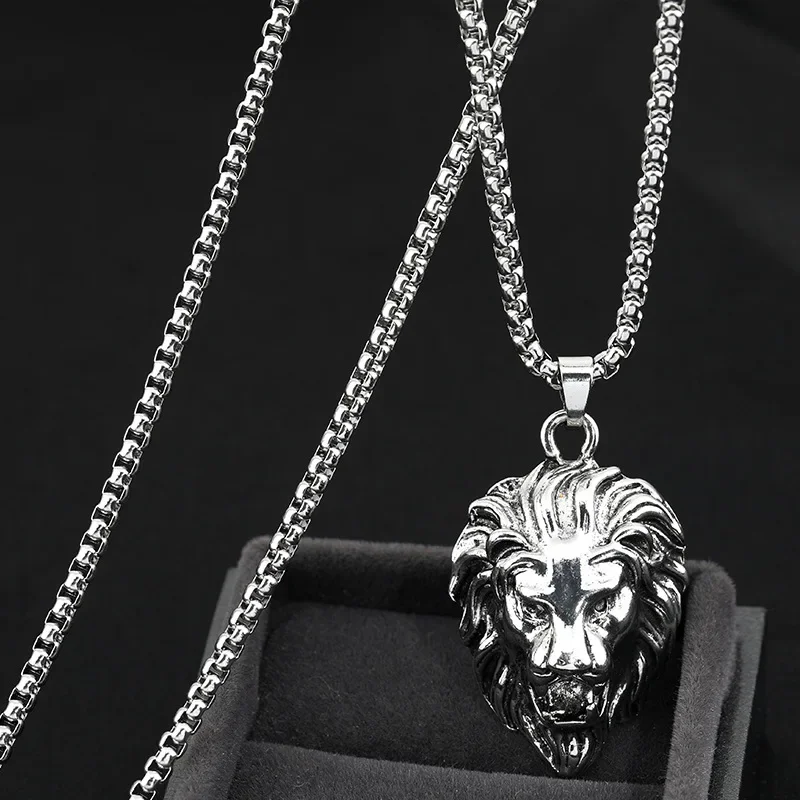 

2025 Roaring Lion Head Cool Guy Hip-hop Punk Street Trend Leader Nightclub Street Dance Necklace