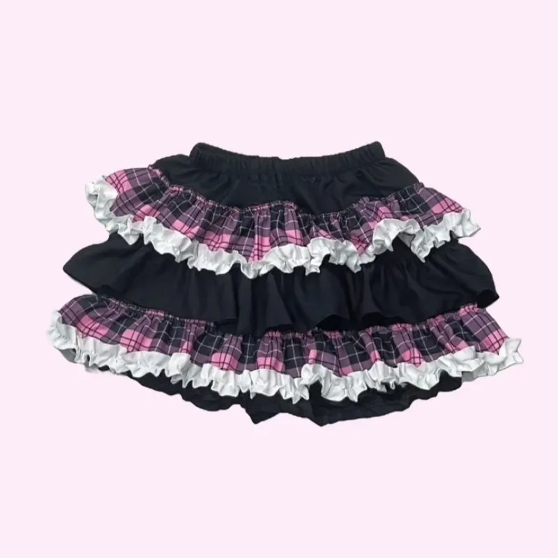 Japanese Kawaii Lolita Skirts Women Elegant Sweet Y2k High Waist Short Skirt Femme Preppy Style Vintage Cute Fashion Mini Skirt