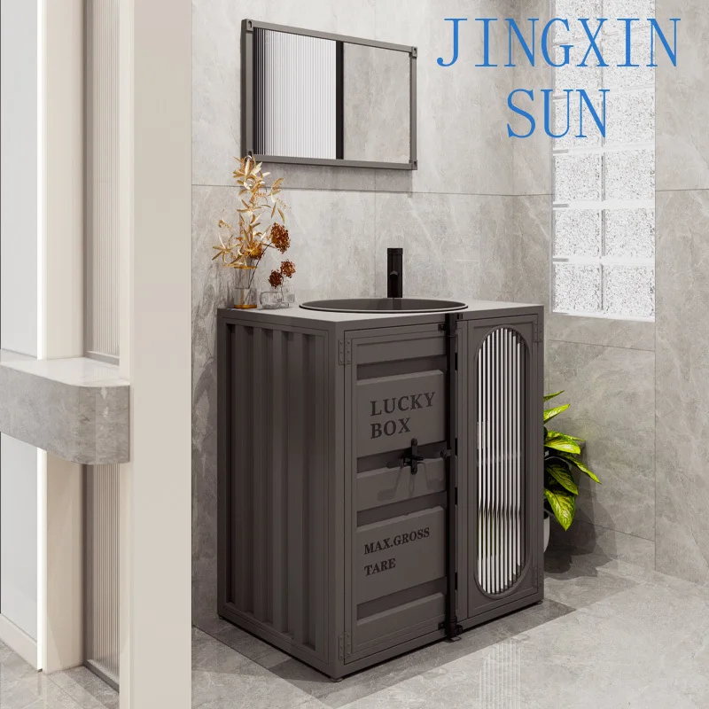 Industrial Wind Washing Table Container for Retro Personalized Washing Cabinet for Commercial Integrated Floor Column Basin