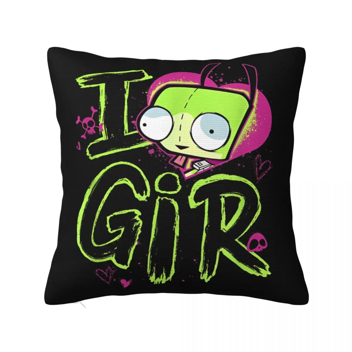 

Invader Zim Valentine's Day I Love Gir Pillowcase Printed Polyester Cushion Cover Decor Pillow Case Cover Living Room 40X40cm