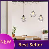 ABHI-Ceiling Fixture Lamp Shade Industrial Vintage Style Light Shade For Pendant Lights,Iron Wire Diamonds Shape