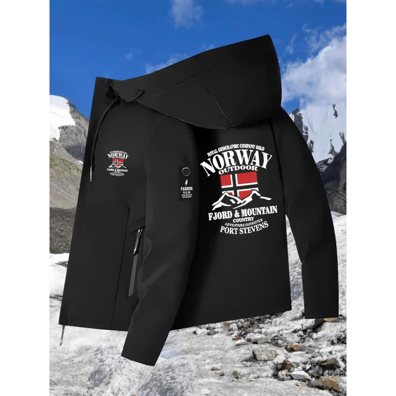 Nuove giacche da coppia con stampa norvegese per la primavera e l'autunno, giacca da trekking antivento per tutte le stagioni, capispalla unisex