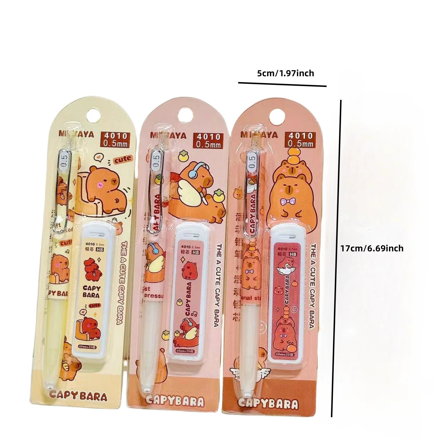 0.5mm Kawaii Capybara Mechanical Pencil Set With Refill Leads Eraser Cute School Office Writing Pencils Cartoon Stationery Gift