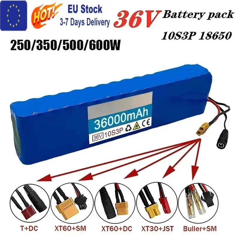 18650 Akku Anpassbarer Stecker Wiederaufladbarer Lithium-Akku 10S3P 36V36Ah 18650 600W Roller und Fahrzeuge mit BMS-Fahrrad