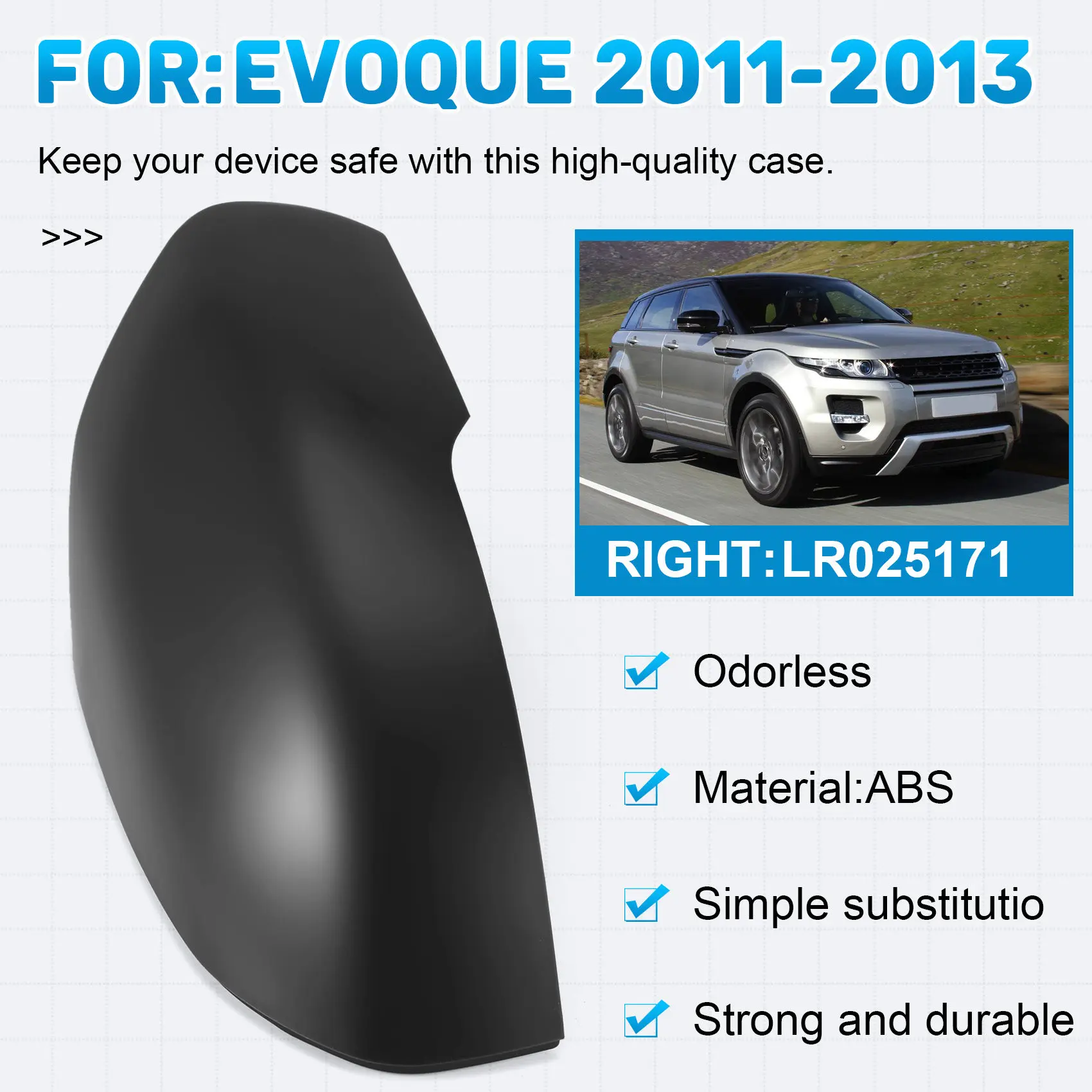 

Car Rearview Mirror Cover Door Mirror Shell For Land Rover Range Rover Evoque 2011-2013