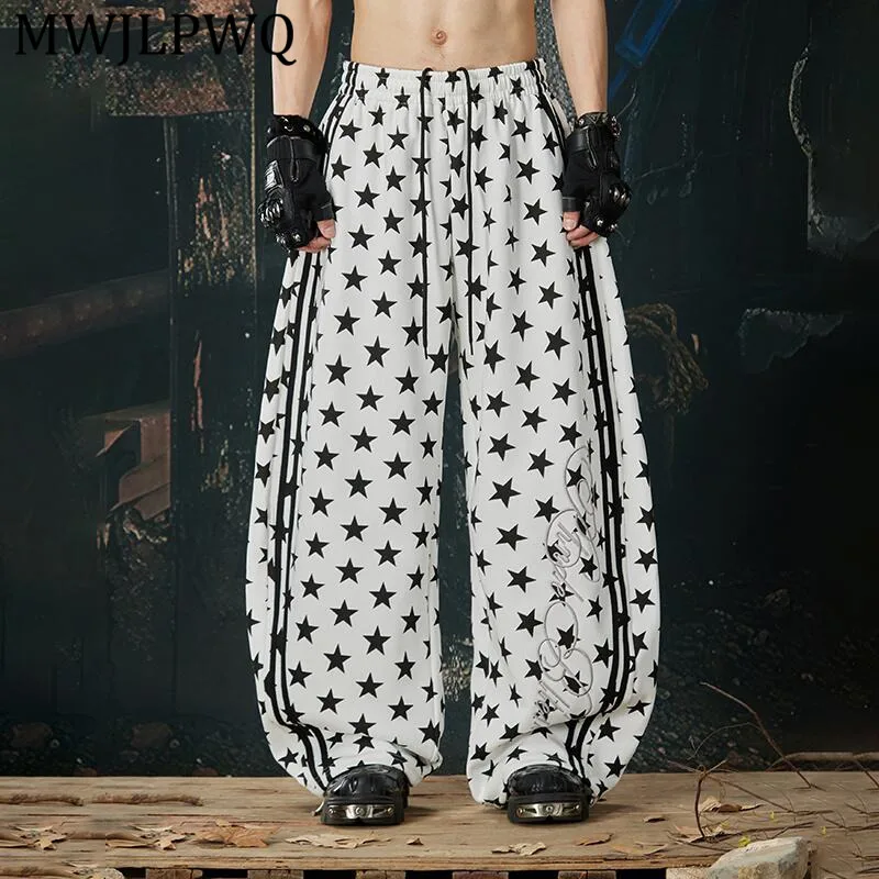 

Мужские новые брюки-карго MWJLPWQ с эффектом потертости и принтом, ручная роспись, повседневные, в уличном стиле, весна 13582